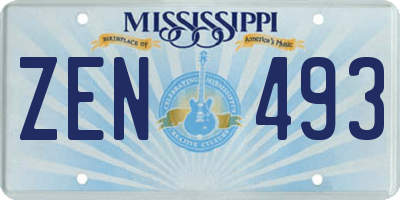 MS license plate ZEN493