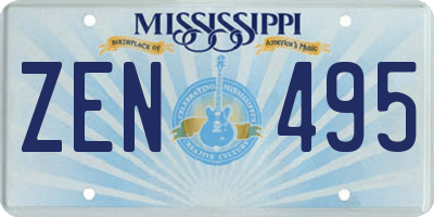 MS license plate ZEN495