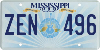MS license plate ZEN496