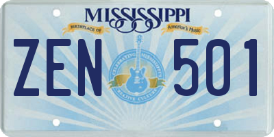 MS license plate ZEN501
