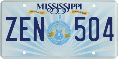 MS license plate ZEN504