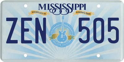 MS license plate ZEN505