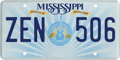 MS license plate ZEN506
