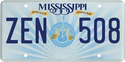 MS license plate ZEN508
