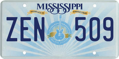MS license plate ZEN509