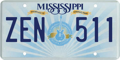 MS license plate ZEN511
