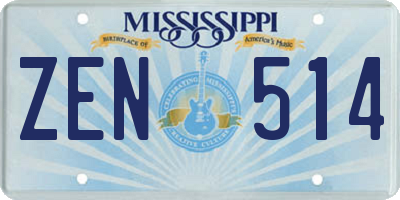 MS license plate ZEN514