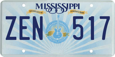 MS license plate ZEN517