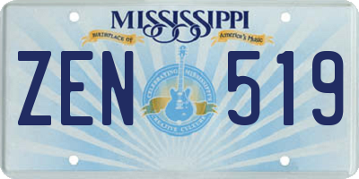 MS license plate ZEN519