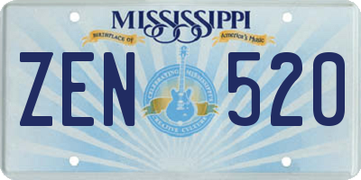 MS license plate ZEN520