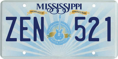 MS license plate ZEN521