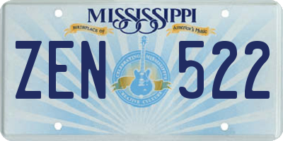 MS license plate ZEN522