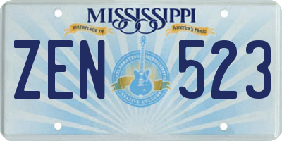 MS license plate ZEN523
