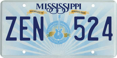 MS license plate ZEN524