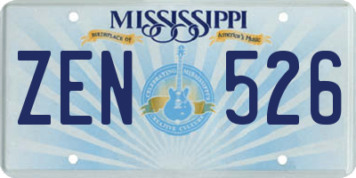 MS license plate ZEN526