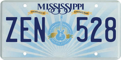 MS license plate ZEN528