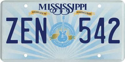 MS license plate ZEN542