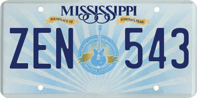 MS license plate ZEN543