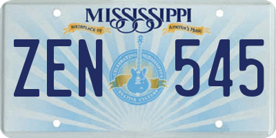 MS license plate ZEN545