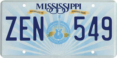 MS license plate ZEN549