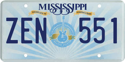 MS license plate ZEN551