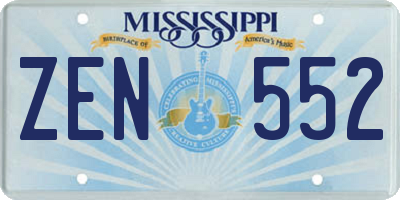 MS license plate ZEN552