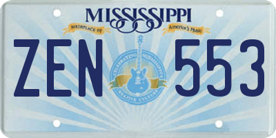 MS license plate ZEN553