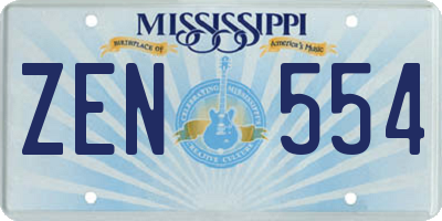 MS license plate ZEN554