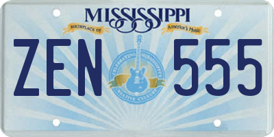 MS license plate ZEN555