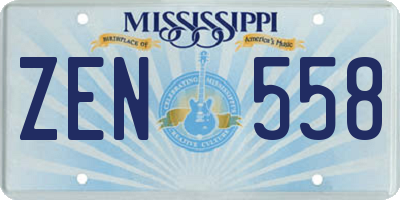 MS license plate ZEN558