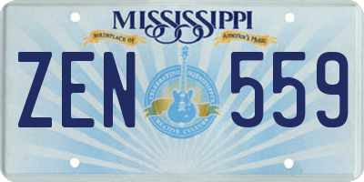 MS license plate ZEN559