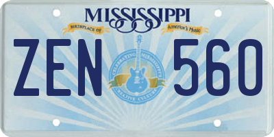 MS license plate ZEN560