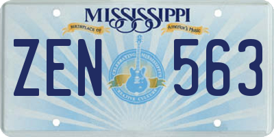 MS license plate ZEN563