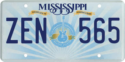 MS license plate ZEN565