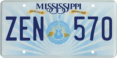 MS license plate ZEN570