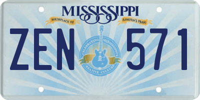 MS license plate ZEN571