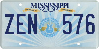MS license plate ZEN576