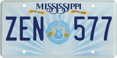 MS license plate ZEN577