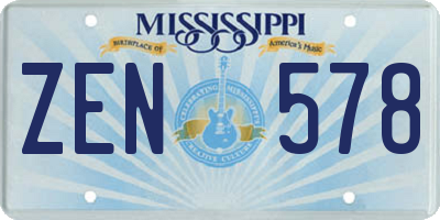 MS license plate ZEN578