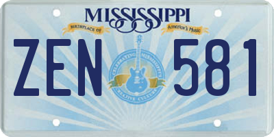 MS license plate ZEN581