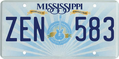 MS license plate ZEN583