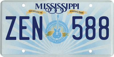 MS license plate ZEN588