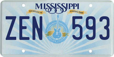 MS license plate ZEN593