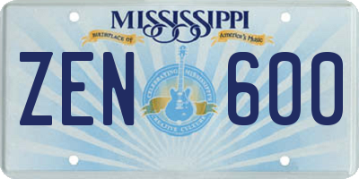 MS license plate ZEN600