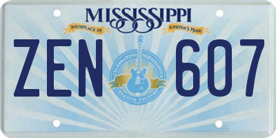 MS license plate ZEN607