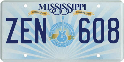 MS license plate ZEN608