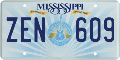 MS license plate ZEN609