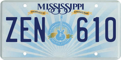 MS license plate ZEN610
