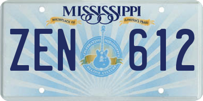 MS license plate ZEN612