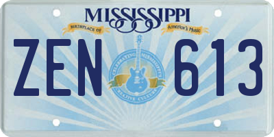 MS license plate ZEN613